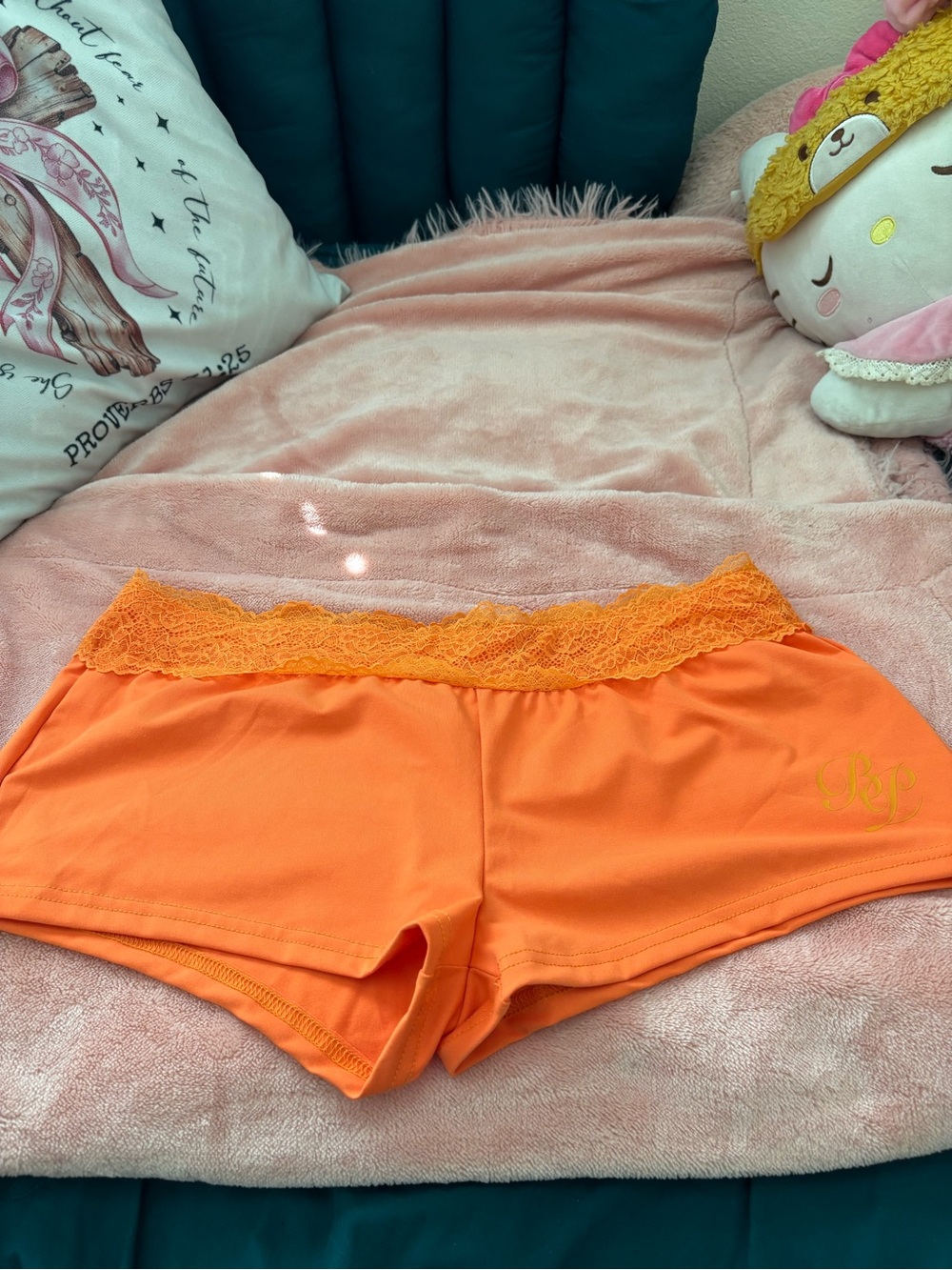 Baby Phat Orange Lace-Waist Sleep Shorts